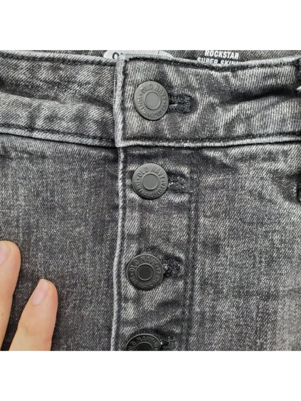 Old Navy Jeans Womens 4 Black Rockstar Super Skinny High Rise Button Fly *Read*